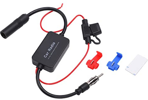 Amplificatore di amplificazione del segnale dell'antenna stereo universale per auto, FM AM Radio Antenna di ricezione AMP Parabrezza nascosto Veicolo Alimentatore per camion Connettore Din per audio