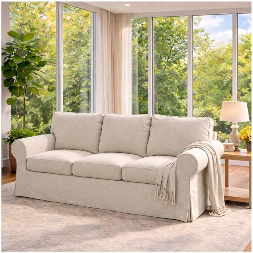 HomeTown Market Strapazierfähiger Sofabezug Ersatz kompatibel für IKEA Ektorp Sofa Cover. Slipcover nur. Sofa Nicht inbegriffen. (Polyester 3-sitzer Beige)