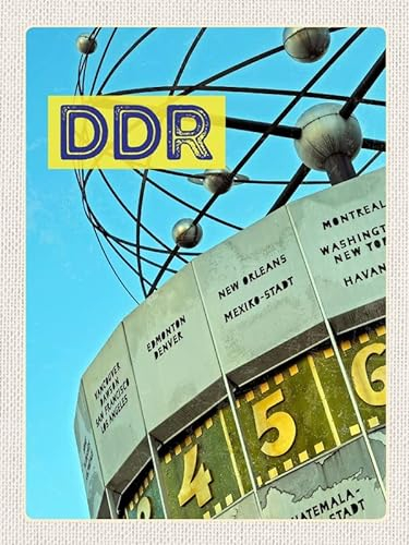 mrdeco Metall Schild 30x40cm gewölbt Berlin Deutschland Weltzeituhr DDR Deko Blechschild Tin Sign