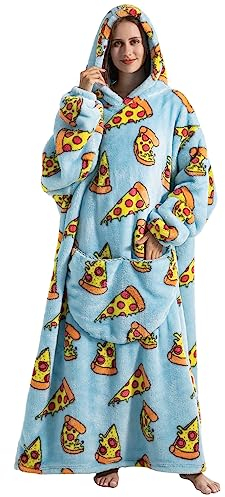 Ksnnrsng Oversized Hoodie Wearable Blanket, Super Soft Warm Comfortable Giant Wearable Blanket for Women Men Adults with big Pocket (Extra Long, Pizza)