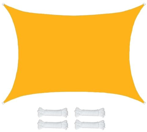 Amunpitic Vela Ombreggiante 3X4m, Vela ombreggiante Rettangolare Parasole Esterno Traspirante Protezione UV, con Fune, Impermeabile, Protezione Solare, per Giardino, Patio, Pergola