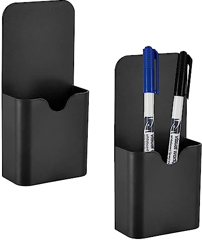2 Stück Stiftehalter Magnetisch, Stifthalter Magnetisch Whiteboard, Magnetischer Stiftehalter, Magnetisch Marker Halter, Whiteboard Markerhalter für Kühlschrank, Whiteboard, Schließfach, Schwarz