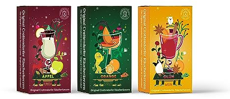 Crottendorfer Räucherkerzen | Limitierte Editionen Glühwein, Apfelpunsch und Orange Sprizz | Exklusive Sonderedition (3 Verpackungen je 24 Räucherkerzen)