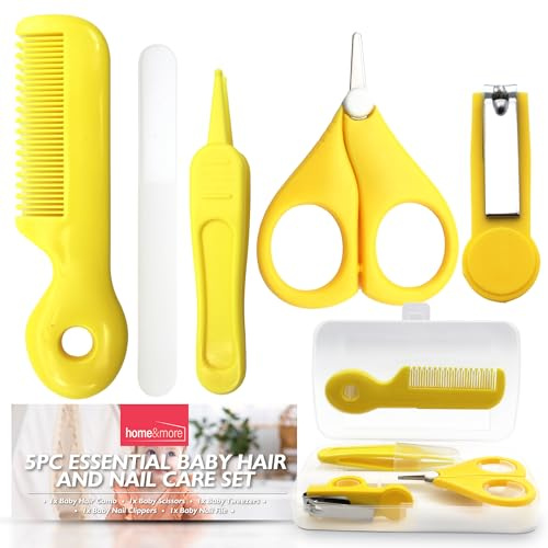 SOL Set essenziale per la cura dei capelli e delle unghie del bambino, 5 pezzi, con pettine, tagliacapelli, forbici, pinzette e lima, kit per la cura dei neonati e per la cura dei bambini
