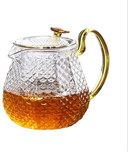 LeGDOr Glass Teapot,Stovetop Safe Glass Tea Kettle with Infuser,for Tea and Coffee,Borosilicate Tea Pot for Loose Tea