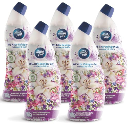 Ambi Pur WC Aktiv Reiniger Gel White Flowers 750ml (5er Pack)