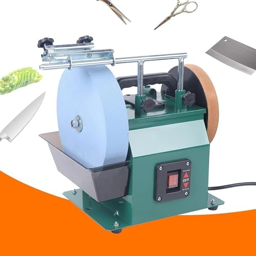 Amoladora refrigerada por agua, rectificadora de cuchillas eléctricas con Motor de 110V, 1425Rpm, con 10 piedras de afilar, rueda de cuero de 8