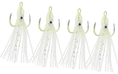 HANABASS 12piezas Anzuelos De Calamar Luminiscentes para Pesca Nocturna Ganchos De Anclaje De para Cebos De Profundidad y Mar