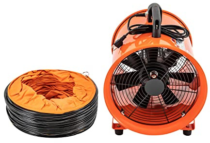 PDTHADP 110V 520W Utility Blower Fan 12Inch Paint Booth Exhaust Fan 2800 & 3300RPM Industrial Tube Axial Duct Fan 5-185℉ Free Standing Paint Fumes Exhaust Extractor Fan for Warehouse
