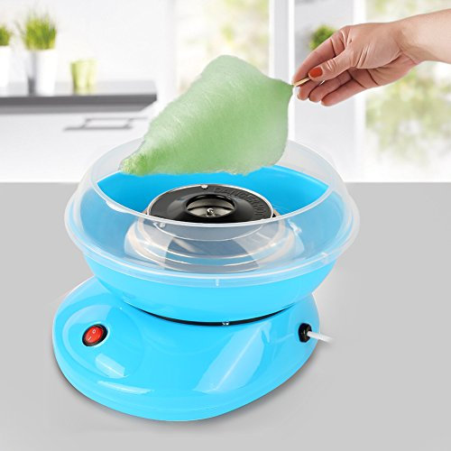 Machine à Barbe à Papa pour la Maison, Machine Sucre Candy avec 10 Bâtonnets, Mini machine à Guimauve, Barbe a papa pour les fêtes d'enfants, les anniversaires (Bleu-A)