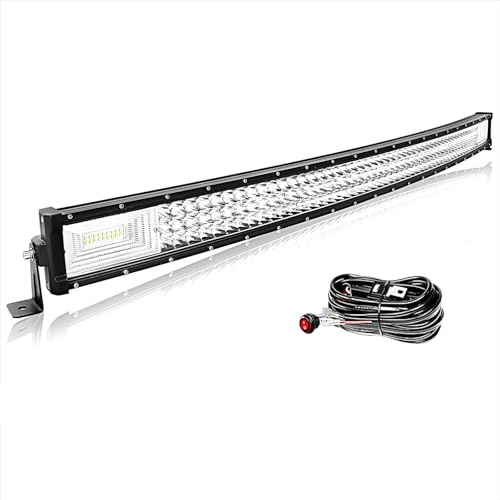 WELLIT Led Arbeitsscheinwerfer 42 Zoll 540W Gebogen Led Lichtbalken Scheinwerfer Mit Kabelbaum DREI Reihen Zusatzscheinwerfer Light Bar für Traktor Auto 4x4 SUV (42 Zoll Gebogen 540W)