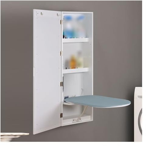 Gabinete For Tabla De Planchar Montado En La Pared, Tabla De Planchar Oculta Plegable, Gabinete For Tabla De Planchar Con Espejo Y Estante De Almacenamiento De 3 Capas, For El Guardarropa Del Hogar