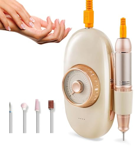 Lima De Uñas Eléctrica, Máquina Perforadora De Uñas Profesional, Regulación De Velocidad De Avance Y Retroceso De 0-35000 RPM, Con 4 Cabezales De Pulido, Utilizada Para Pulir, Pulir Y Exfoliar