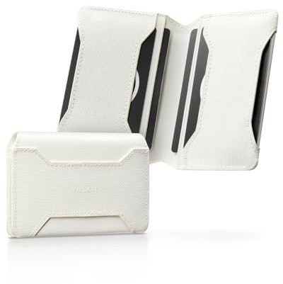 VULKIT Mini Geldbörse Herren RFID Schutz Slim Kreditkartenetui Leder Klein Kartenetui Herren oder Damen Visitenkartenetui, Beige