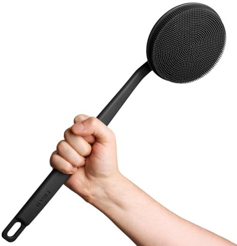 flexii® Silicone Back Scrubber – Premium Extra-Long Handle Back Brush for Shower, Exfoliating Silicone Scrubber, Deep Clean Body Scrubber & Durable Back Brush for Men & Women
