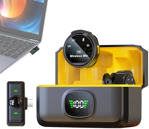 Microfono Lavalier portatile-Mic Clip On wireless, registrazione mani-fre | Microfono con battitore compatto con lunga durata della batteria, di raccolta audio trasparente, microfono leggero