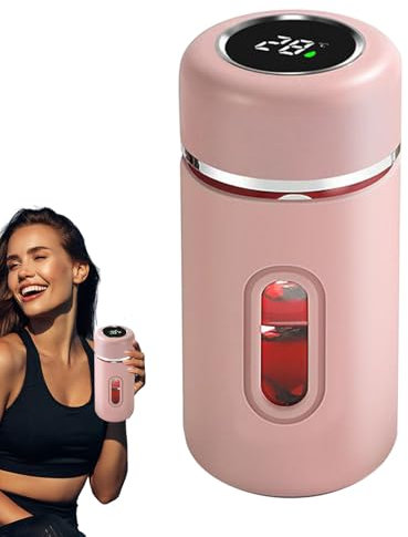 Glass Water Cup, Drinking Bottle, Tea Tumbler, 280ml Anti-Fall Design, Real-Time Temperature Display, for Home Gym Work Camping Picnic Restaurant Use, 6.5x6.5x13.5cm Blue Green White Pink
