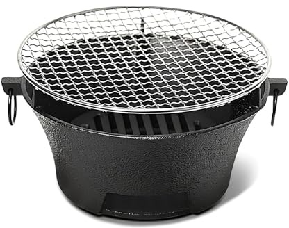 YTYTU Tragbarer BBQ Grill Aus Eisen, Kompakter Holzkohlegrill, Barbecue-Grill Aus Gusseisen Für Outdoor Kochen, Camping Und Picknick, Wandern, Picknicks(30 * 30 * 14cm)
