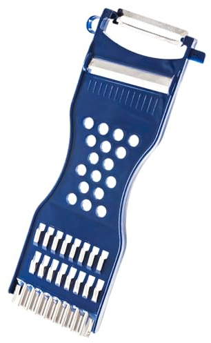 Original DER GEMÜSEFRISEUR – 6-in-1 Multifunktions-Sparschäler für Obst & Gemüse | Schälen, Hobeln & Julienne | spülmaschinenfest | für Rechts- & Linkshänder | 3 Stück