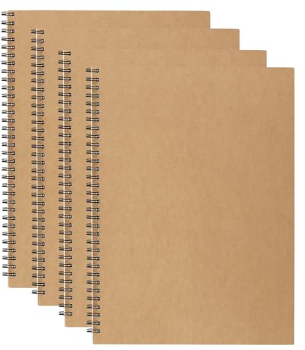 CHIHEUNG 4PCS A4 Grid Spiral Notebook, 50 Sheets Square Paper Notebook a4, Spiral Graph Paper Notebooks, A4 Grid Notebooks for Office Study Sketching