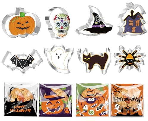 THXFUNAREA 8 Emporte-Pièces D'halloween, Emporte-Pièces en Acier Inoxydable – Citrouille, Chauve-Souris, Chapeau de Sorcière, Chat, Fantôme Pour décorations de Fête d'Halloween