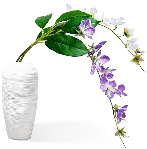 TurelinnG 2 Stück Kunstblumen, Künstliche Jasmin-Hängepflanze, Kunstblumen wie echt Blumen Aussehen, Geeignet für Wohnzimmer, Schlafzimmer, Hochzeiten und Tischdekorationen (Keine Vasen)(Weiß+Violett)