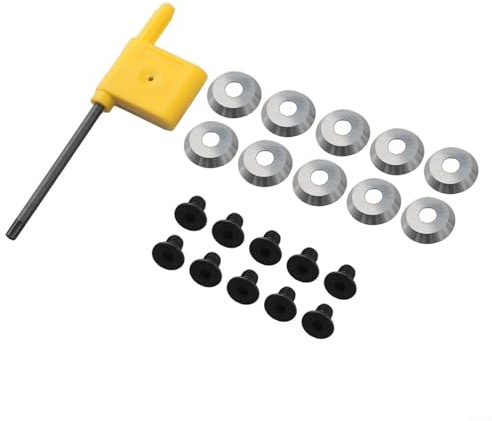 Zilimontt 16mm Round Solid Carbide Indexable Inserts with Screws, 30° Cutting Angle, 3.0mm Thick, 94.5HRA Hardness, for for Wood Turning Lathes and Hollowers, Set of 10