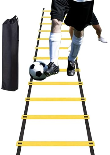 Generisch Agility Leiter, Koordinationsleiter | 6 M Lange Trainingsleiter Mit Tragetasche | 12 Sprossen-Geschwindigkeitstrainingsgerät Für Fitnessstudio, Outdoor-Fitness, Training, Baseball, Sport