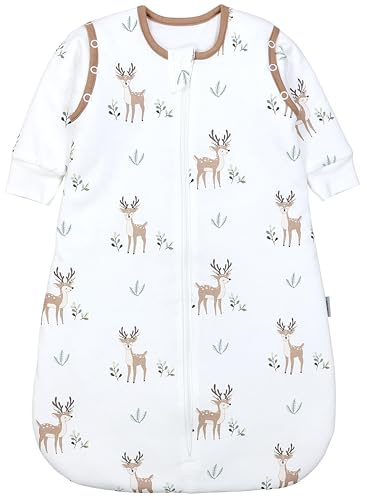 TupTam Schlafsack Baby 2.5 TOG - Ganzjahresschlafsack mit abnehmbaren Ärmeln, Farbe: Rehe, Größe: 68-74