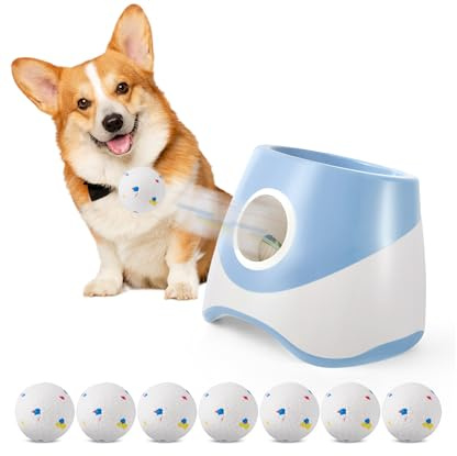 Eirolace Ballwurfmaschine für Hunde,Mit 6 Tennisbälle,3 Distanzstufen | Wiederaufladbarem,Ballwurfmaschine Hund Für Kleine Hunde (Blau)