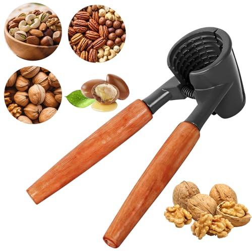 MFUSUL Schiaccia Castagne, Schiaccianoci Multifunzione con Manico in Legno, Schiaccianoci Acciaio Inox per Noci, Nocciole