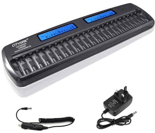 CITYORK 24-slot LCD Battery Charger for Ni-MH Rechargeable Batteries AA/AAA, AA AAA Battery Charger with Fast Charging Function