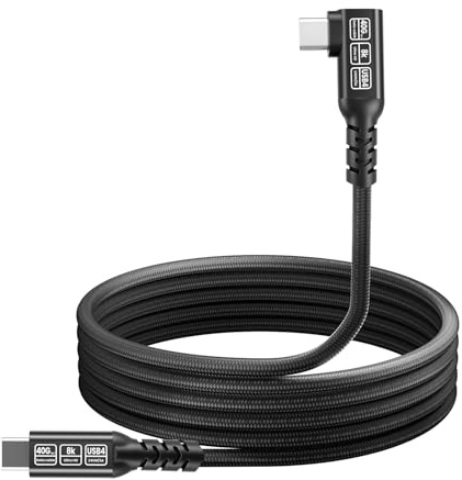 Puiseno USB4 Winkelkabel mit 240W Schnellladung, USB-C Datenkabel 40Gbps, USB C Kabel Videoübertragung 8K@60Hz, kompatibles Thunderbolt 4/3 für Laptop, Monitor und Dockingstation(2,0m)