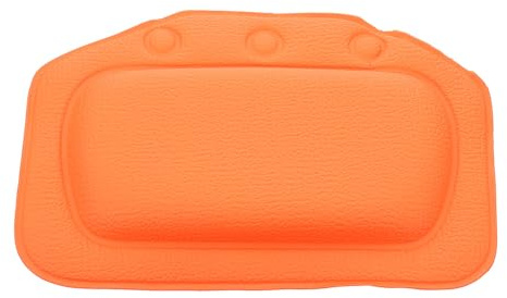 Garneck Oreiller de Bain Confortable Ventouses Puissantes Coussin en Mousse Souple Orange Appui-Tête Ergonomique pour Vasque Accessoire de Bain pour Spa Domestique et Relaxation