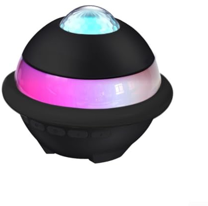 Machine à karaoké, 2 microphones sans fil avec lumières disco LED, haut-parleur portable, batterie rechargeable 1800 mAh pour fête de famille et chant en plein air (noir)