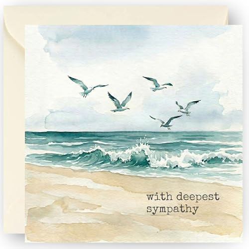 Sympathy Cards – Thinking of You - Condolence Card for Bereavement Funeral and Loss – with Ivory Envelope - Size: 14.5cm