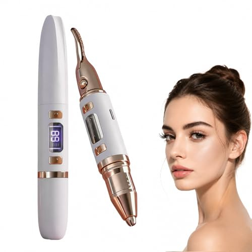 Arricciaciglia Elettrico, 3 in 1 Arricciaciglia Riscaldato e Rifinitore per Sopracciglia, Depilatore Viso Ricaricabile USB per Donne, Display LCD, Certificato RoHS