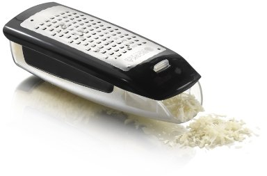 Boska Easy Grater/Grattugia da tavolo con ricettacolo/Adatto per la lavastoviglie/Argento/Nero / 16,5 x 7 x 4,5 cm