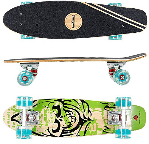 FunTomia Mini-Board Cruiser Skateboard 57cm aus 7-lagigem kanadischem Ahornholz inkl. ABEC-9 Kugellager
