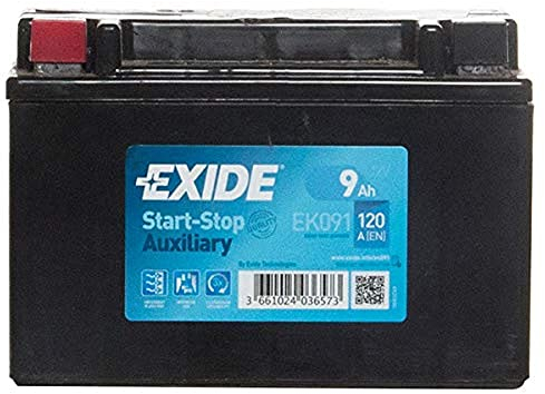 Exide EK091 Start-Stop Auxiliary AGM Stütz- und Backup-Batterie 12V 9Ah 120A