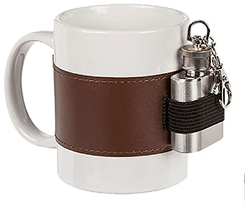 OOTB Mug en céramique, Extra Shot, avec flasque métallique, Blanc, 14,5 x 8 x 9,5 cm