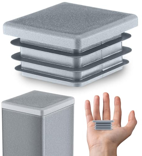 EMFA Lamellenstopfen 40x40 mm Grau für Vierkantrohre, 5 Stück | Rohrstopfen, Vierkantstopfen, Rohrabdeckung, PE-Kunststoff