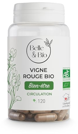 CIRCULATION & JAMBES LOURDES - Vigne Rouge certifiée Bio 120 gélules - Active la circulation - Fabriqué en France