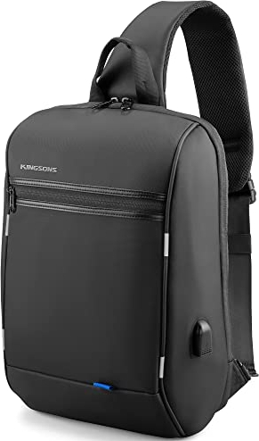 Laptop-Rucksack, schmal, diebstahlsicher, einzelne Schulter, 33 cm (13 Zoll) Laptop-Rucksack, wasserdicht, Coss-Body Sling Bag mit USB-Ladeanschluss