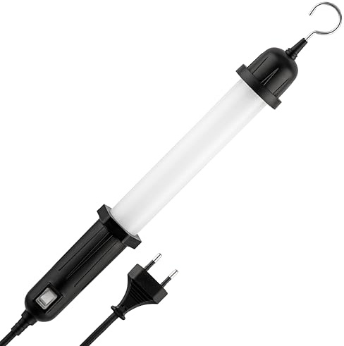 REV Handlampe - 5m Kabel, 7W, 320 Lumen, IP54, schwarz | Robuste Werkstattlampe mit Aufhängehaken - ideal für Werkstatt & KFZ