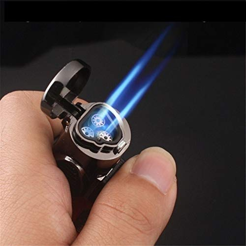 High Temperature Visible Gas Blue Flame Torch Turbo Lighter Spray Gun Electronic Lighter Gas Lighter 1300C Butane Cigar Cigarette Lighters Men (Without Gas) (Red)