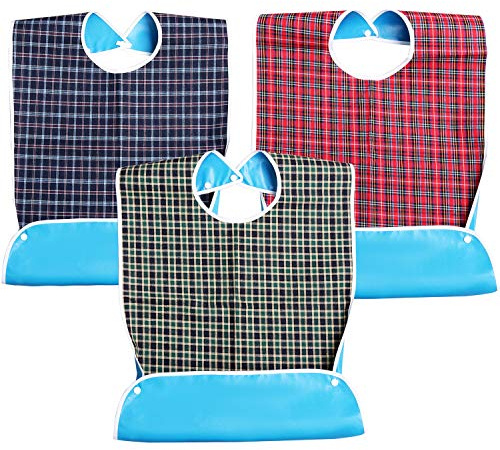 kuou 3 Pack Adult Bibs for Elderly, Waterproof Washable