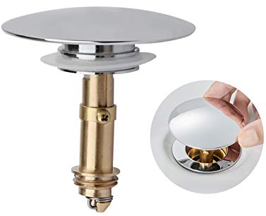 Pop Up Klicken Federablaufgarnitur, aufschiebbare Waschbeckenstöpsel Pop Up Ablaufventil für Küche, Bad Waschbecken, Badewanne, massivem Messing Verchromung, 66mm