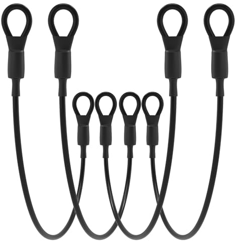 SDTC Tech 4-Pack Heavy Duty Loop End Cable Braided Stainless Steel PVC Coated Safety Wire Rope for Outdoor Travel Home Hanging Transport, 5mm Thickness 23.6 Inch Length