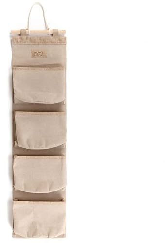 ROCKING GIFTS Organizador Tela Colgante Pared 4 Bolsillos Bolsa Almacenaje Puerta Armario Beige 75 cm